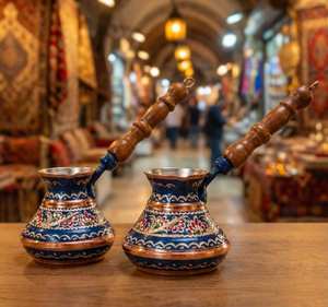 Cafetera Turca de Cobre Hecha a Mano, Olla para Preparar Café Árabe, Cezve, Olla Calentadora de Café para Cocina o Cafetería - Product Image 2