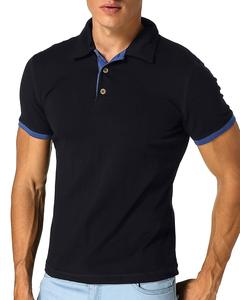 Polo à manches courtes pour homme, noir, en coton tricoté, décontracté, couleur unie, design respirant - Product Image 1