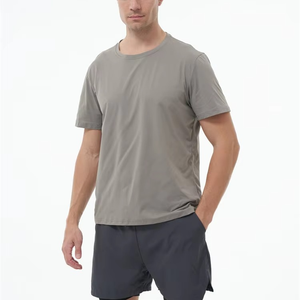 Vêtements de protection solaire pour hommes en gros personnalisés, manches courtes, couleur unie, col rond décontracté, séchage rapide, t-shirt de pêche anti-UV - Product Image 1