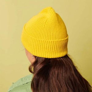Rifat Sport Wear <b>Yellow</b> <b>Beanie</b> Hat Unisex Adult Casual Solid Color Knitted Winter Cap 100% Cotton Cuffed Design Hand Embroidery - Product Image 3