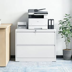 Armoire de classement latérale à 2 tiroirs, 35,4 pouces de large, en métal verrouillable avec système anti-basculement pour bureau à domicile - Product Image 3