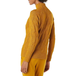 Pull col roulé tricoté épais pour femme grande taille, couleur moutarde unie, style décontracté pour l'automne - Product Image 4