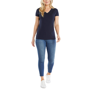 T-shirt ample à col en V pour femme, respirant, coupe classique, en toile, avec logo personnalisé, couleurs et tailles sur mesure, vente en gros, polyester/coton - Product Image 6