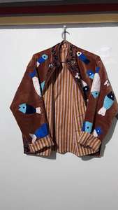 Chaqueta de terciopelo Suzani con bordado de cobre, diseño de peces, estilo bohemio, regalo para amiga - Product Image 2