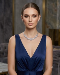 Exquisite Butterfly Link American Diamond Collar Necklace Set With Stud Earrings Designer <b>Costume</b> <b>Jewelry</b> Set For Women Supplier - Product Image 5