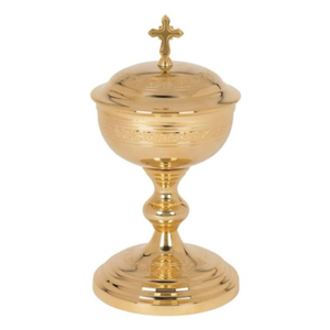 Cáliz Religioso de Latón Chapado en Oro de Alto Brillo con Patena y Ciborio, Juego de Vajilla para Iglesia Católica y Bodas - Product Image 5