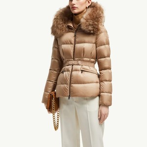 Chaqueta Acolchada para Mujer con Cuello de Piel de Zorro, Abrigo de Invierno con Cinturón, Manga Larga, Color Sólido, Grueso y Cálido - Product Image 4