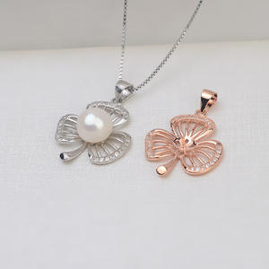 Ensemble de boucles d'oreilles pendantes en argent S925 avec trèfle et perles personnalisées, accessoires de bijouterie fine, support vide pour bricolage 1286 - Product Image 3