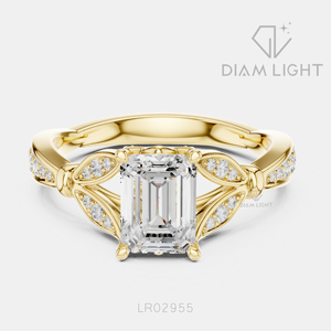 Bague de fiançailles en or blanc 14 carats avec diamant de laboratoire taille émeraude 1,30 carat, certifié IGI, couleur F+, clarté VS+, bague de promesse de mariage - Product Image 5