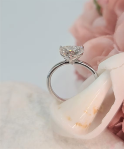 Heart Shaped <b>Solitaire</b> Diamond <b>Ring</b> in <b>Silver</b> Finish for Women Engagement Wedding Proposal Anniversary Jewelry - Product Image 3