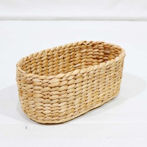 Water Hyacinth Woven <b>Storage</b> <b>Basket</b> Rustic Oval <b>Wicker</b> Bin Eco Friendly Organizer for Bathroom Kitchen Bedroom Office - Product Image 3