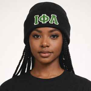 Bonnet noir en tricot pour femme Iota Phi Lambda Sorority, avec lettres grecques, chaud et décontracté, pour l'hiver - Product Image 3