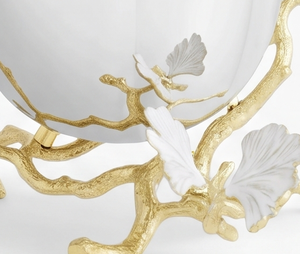 Cuenco de Servir de Metal Estilo Oriental Premium con Diseño de Hoja de Ginkgo, Vajilla Decorativa Hecha a Mano para Regalo, Decoración del Hogar y Comedor - Product Image 2