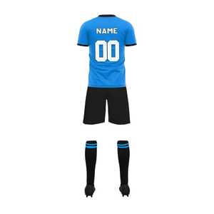 Conjunto de Camiseta de Fútbol Sublimada Personalizada, Rayas Rojas y Negras, Cuello Redondo, Manga Corta, Absorbe la Humedad, Ropa Deportiva para Hombre Adulto, Venta Directa en Línea - Product Image 4