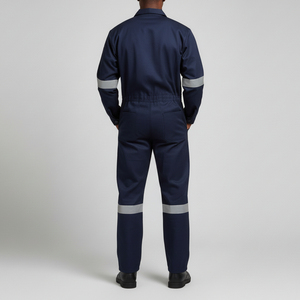 Combinaison de travail réfléchissante marine pour homme, manches longues, en coton, uniforme de mécanicien avec plusieurs poches, design durable - Product Image 6