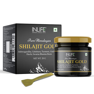 Shilajit Gold Pur du Telangana certifié GMP INLIFE, 75 % d'acide fulvique, gestion de l'énergie, Ashwagandha, Tribulus, Curcuma, pour adultes - Product Image 1