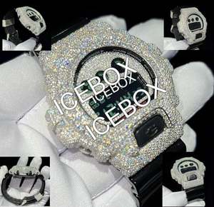 Montre de luxe personnalisée avec boîtier en moissanite glacée, diamants en moissanite VVS1, acier inoxydable, verre, bracelet à fermoir résistant à l'eau 10 bars - Product Image 2