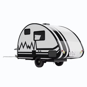 Small Teardrop Camper Trailer Compact Travel Caravan Mini Towable <b>Camping</b> Trailer with Sleeping Cabin Rear <b>Kitchen</b> - Product Image 3