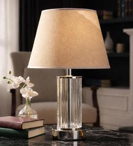 Lámpara de Mesa Moderna de Vidrio con Pantalla de Tela Beige, E26 LED 2700K, Luz Cálida, CA 220V, Control por Interruptor - Product Image 3