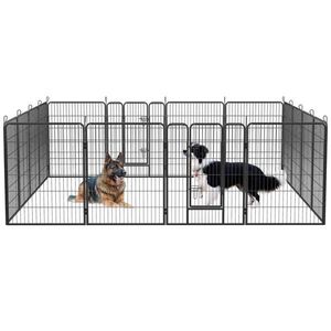 Recinto Retrattile per Cani da 40 Pollici, 16 Pannelli in Acciaio Inox, Stile Moderno, Sicuro per Uso Esterno, con Accesso per Conigli - Product Image 4