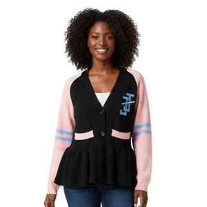 Suéter Cárdigan Peplum para Mujer, Cuello en V con Botones, Manga en Contraste, Estilo Casual para Otoño e Invierno - Product Image 5