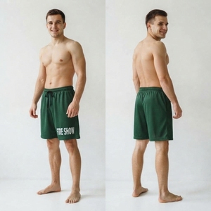 กางเกงขาสั้นกีฬาผู้ชายเอวปรับได้ พิมพ์ลายสกรีน ผ้าโพลีเอสเตอร์ 100% แห้งเร็ว กางเกงออกกำลังกายผู้ชายทรงโอเวอร์ไซส์ กางเกงบาสเก็ตบอล - Product Image 4