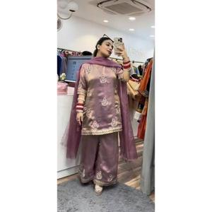Heavy Fendy <b>Silk</b> Material Salwar Kameez with 5mm Sequence Embroidery Work Inner Micro Cotton Traditional Wedding Wear - Product Image 1