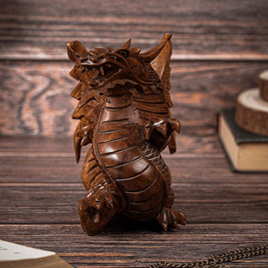 Estatua de Dragón Hecha a Mano en Madera Natural, Escultura Decorativa de Dragón, Artesanía en Madera, Proveedor Mayorista de Adornos de Dragón de Madera - Product Image 4