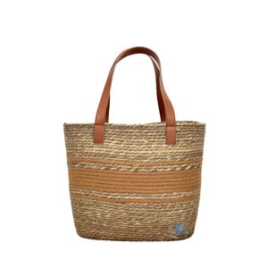 Sac fourre-tout naturel tendance fait main en jonc de mer et coton tressé, sac à main bohème rustique pour l'été, la plage et les voyages - Product Image 5