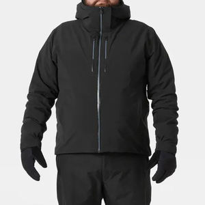 Chaqueta de Plumón con Capucha para Hombre, Negra, Impermeable, con Forro Polar Gore-Tex, para Invierno, Corte Regular, Cierre de Cremallera, Color Sólido - Product Image 2