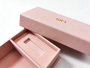 Boîte cadeau pour photographe en papier d'art crème beige gaufré pour impressions photo 4x6, impressions sur tissu, clé USB en verre cristal - Product Image 2