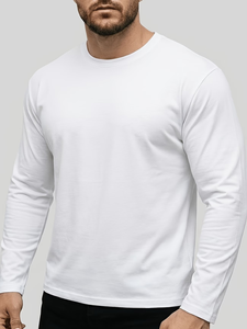 Men's Neck Short Sleeve Solid Green Cotton Jersey Casual T-Shirt Regular Fit Breathable Knitted Fabric 180g Eco-Friendly Digital - Product Image 2