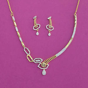 Grossistes de bijoux fantaisie en Inde, collier classique en diamant américain avec placage bicolore 443986 - Product Image 6