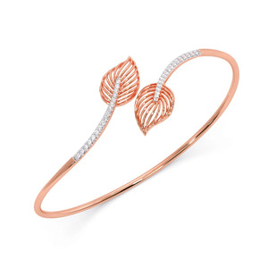 Interlocking Dual-Ring Loop Diamond Link <b>Bangle</b> <b>Bracelet</b> - Product Image 1
