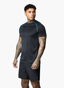 Camiseta Deportiva Negra para Hombre, Cuello Redondo, Manga Corta, para Gimnasio, Entrenamiento, Fitness, 100% Algodón, Secado Rápido, Transpirable - Product Image 3
