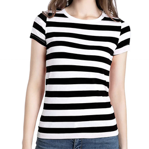 Camiseta extragrande de algodón con estampado para mujer, Camiseta con estampado personalizado para mujer, camiseta de manga larga de alta calidad con estampado de tiras extragrandes - Product Image 3