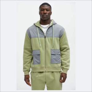 Sweat-shirt en molleton à capuche pour homme avec blocs de couleur et poches, coupe classique, décontracté, pour l'automne - Product Image 6