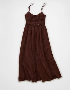 Robe midi décontractée sans manches pour femme, couleur marron cacao, coupe trapèze élégante, en coton respirant, légère pour l'été - Product Image 5