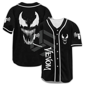Chemises de baseball personnalisées avec logo brodé, pour hommes, 100% polyester, col en V, maillot de baseball pour joueurs - Product Image 3