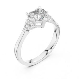 แหวนทองคำขาว 14K รูปหัวใจและเพชรทรงทริลเลียนท์เพาะเลี้ยงสำหรับผู้หญิง |   ชุดเจ้าสาว |   เพชรที่เพิ่งเพาะเลี้ยง - Product Image 4