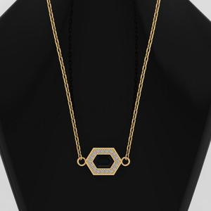 Magnifique pendentif hexagonal en argent 925 plaqué or jaune 14 carats avec diamants CZ et onyx noir, bijoux minimalistes pour femmes - Product Image 6