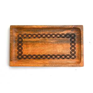 Bandeja de Madera Rectangular para Servir, Bandeja de Madera Natural Decorativa para Aperitivos, Té, Café, Desayuno, para la Cocina o la Mesa del Comedor - Product Image 4