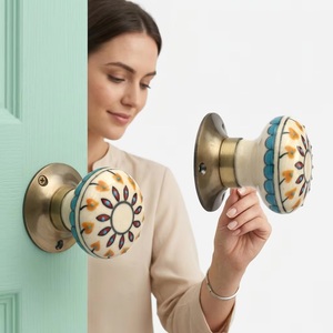 Ceramic Cabinet <b>Knobs</b> Round Modern Style Floral Design Eco-Friendly Multi-Function Durable for Kitchen Drawer Furniture Handle - Product Image 3