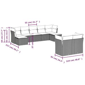 Conjunto de Sofás de Jardín de Ratán PE Negro y Azul con Muebles de Patio de Acero con Recubrimiento en Polvo - Product Image 3