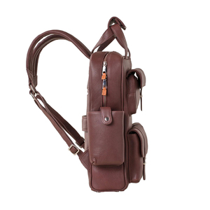 Unisex Personalized Brown Leather Roll Top <b>Backpack</b> Zipper Hasp Closure <b>Travel</b> Laptop <b>Bag</b> Fashion Waterproof Great - Product Image 4