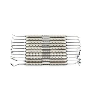 Best Quality Manual Gracey Curette Set 7 Periodontal Curettes Root Scaler Cassette Handle Top CE Dental Surgical By Dentavex - Product Image 1