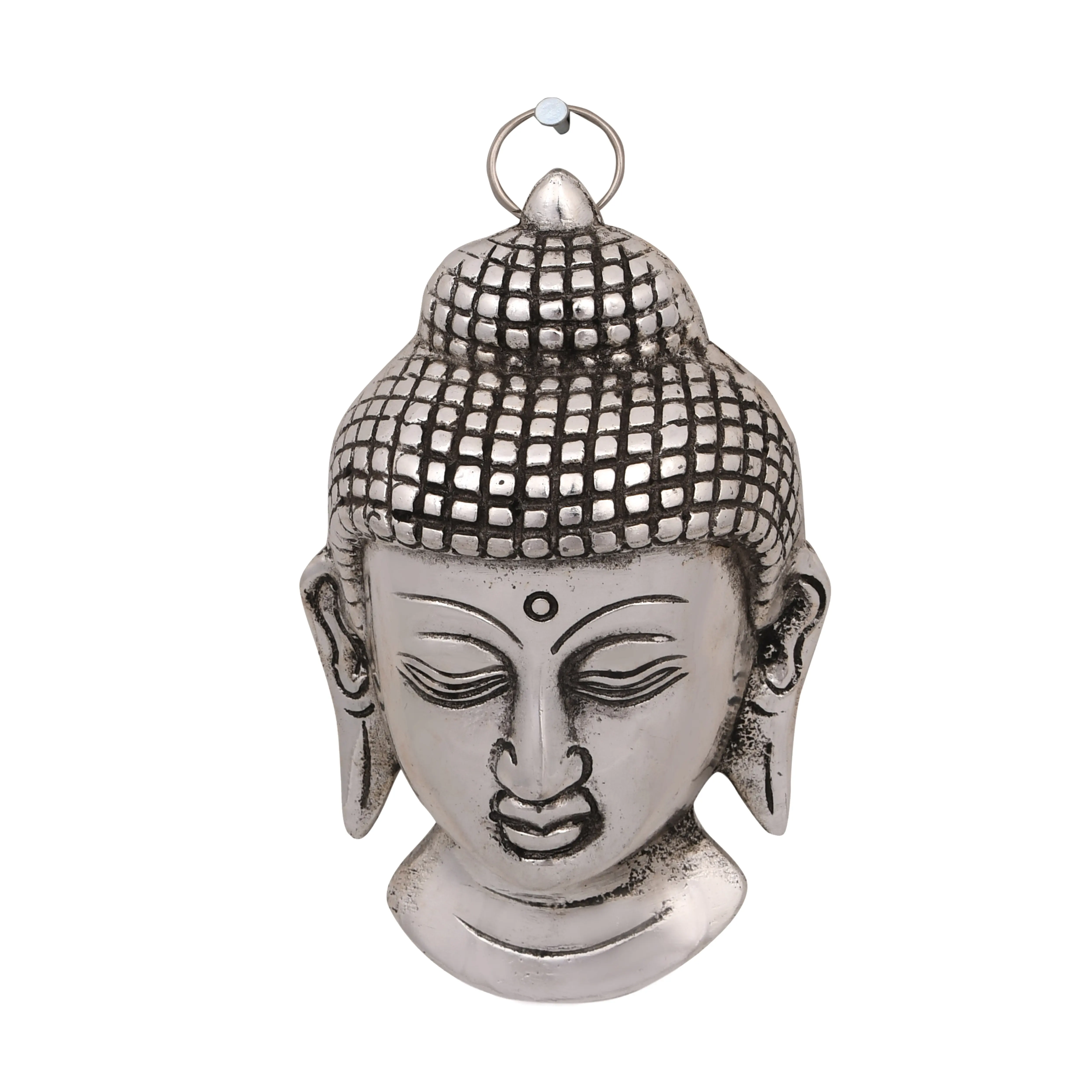 New Arrival Handmade Silver Plated Decorative Face Buddha Wall Hanging 6 inch For Home Decoration And Gifting