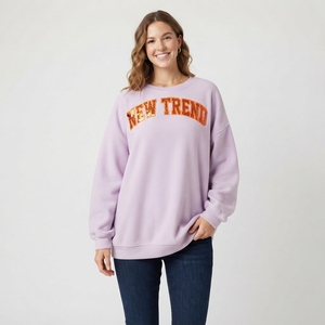 Sudadera Personalizada con Apliques de Lentejuelas y Letras Bordadas, Cuello Redondo, Estilo Casual, Holgada, para Mujer - Product Image 1