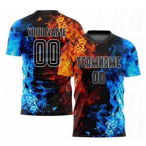 CUSTOM FIGURE BLACK WHITE <b>FLAME</b> SUBLIMATION SOCCER UNIFORM JERSEY PERSONALIZED TEAM FOOTBALL SPORTSWEAR BREATHABLE PERFORMANCE - Product Image 1