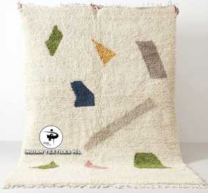 Moroccan Unique Beni Ourain <b>Rug</b> Hand Made Moroccan <b>Boho</b> Beni Ourain <b>Rug</b> Albertina Hand Knotted Wool Cotton Cream Beige Area <b>Rug</b> - Product Image 1